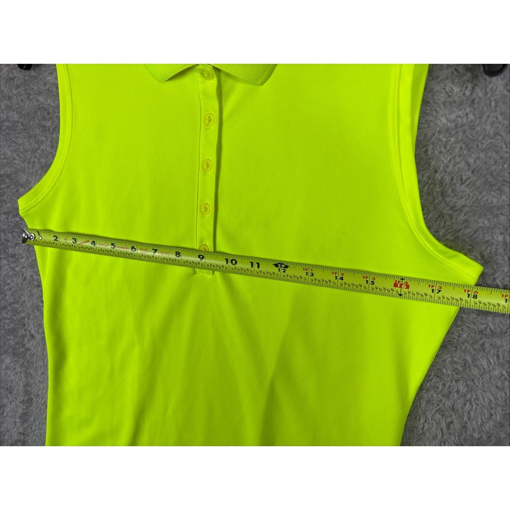 Nike Golf Dri-Fit Sleeveless Polo Shirt Woman's Florescent Neon Yellow Medium - Picture 3 of 6